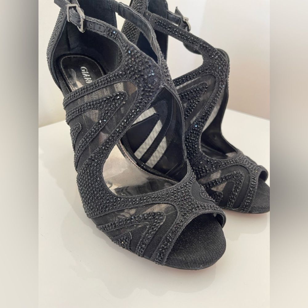 Gianni Bini Black Rhinestone Heels Size 7.5 EUC - Picture 3 of 7